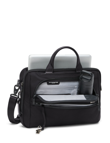 Porte-documents Medium TUMI Alpha Black, poche avant ouverte