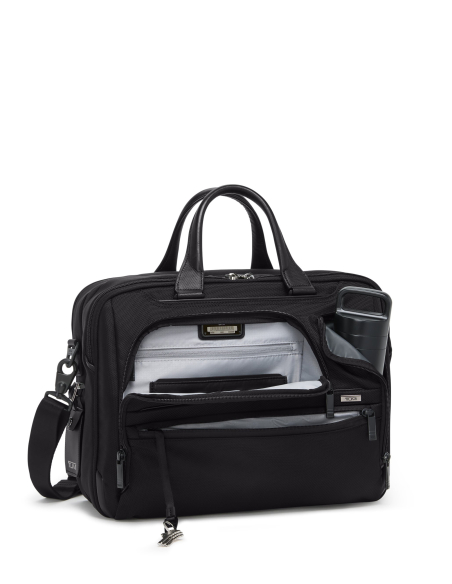Porte-documents extensible Medium 15" TUMI Alpha Black, poches avant ouvertes