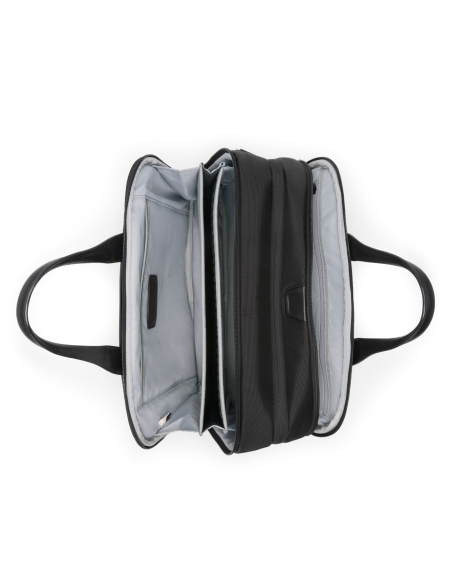 Porte-documents extensible Medium 15" TUMI Alpha Black, compartiment ordinateur ouvert vu du dessus