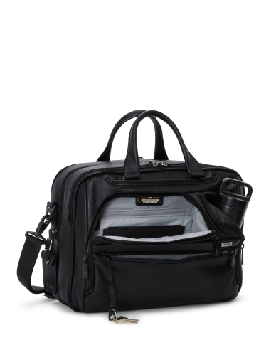 Porte-documents extensible Medium TUMI Alpha Black, poches avant ouvertes