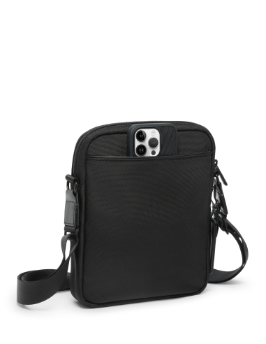 Sac bandoulière Medium TUMI Alpha Black, vue arrière avec rangement téléphone