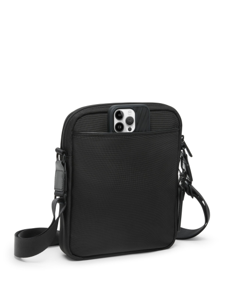 Sac bandoulière Medium TUMI Alpha Black, vue arrière avec rangement téléphone