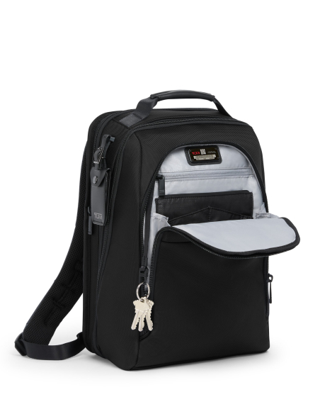 Sac à dos extensible Medium 15" TUMI Alpha Black, poche avant ouverte