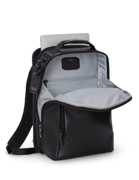 Sac à dos extensible Medium TUMI Alpha Black, compartiment principal ouvert