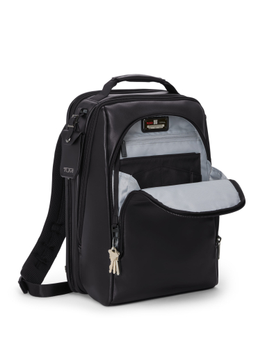 Sac à dos extensible Medium TUMI Alpha Black, poche avant ouverte