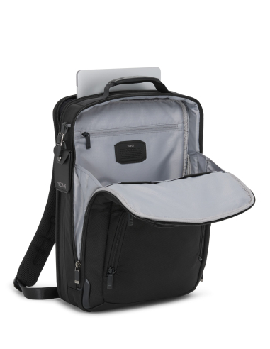 Grand sac à dos extensible TUMI Alpha Black, compartiment principal ouvert