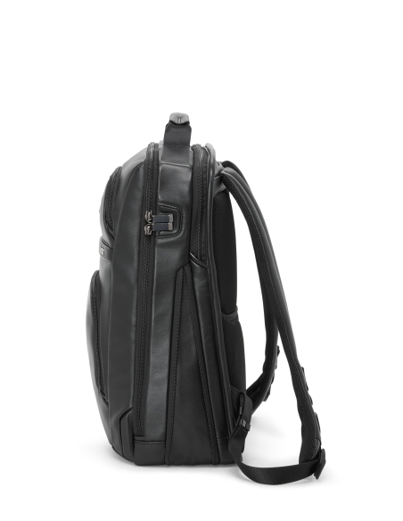Grand sac à dos extensible TUMI Alpha Black, vue de profil avec soufflet extensible
