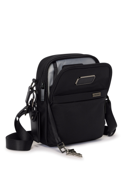 Sac bandoulière Small TUMI Alpha Black, compartiment principal ouvert