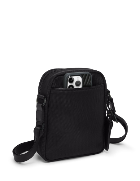 Sac bandoulière Small TUMI Alpha Black, vue arrière avec rangement téléphone
