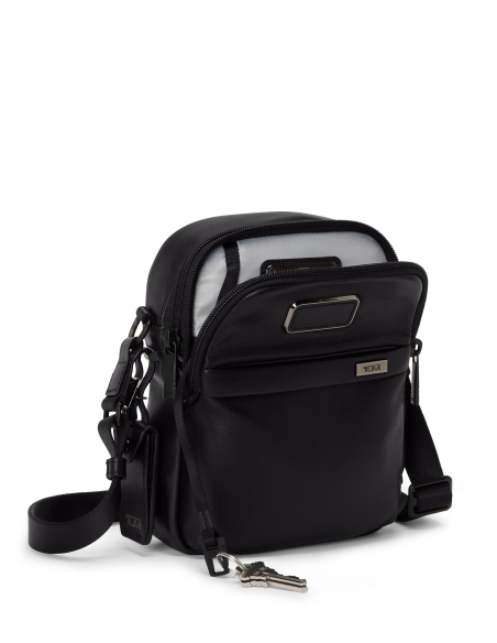 Sac bandoulière Small TUMI Alpha Black, compartiment principal ouvert