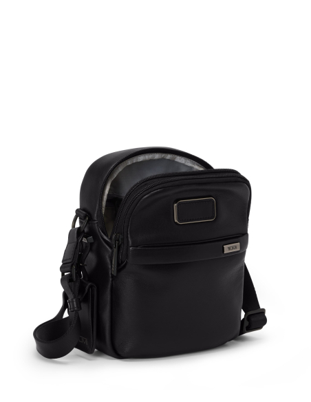 Sac bandoulière Small TUMI Alpha Black, poche avant ouverte