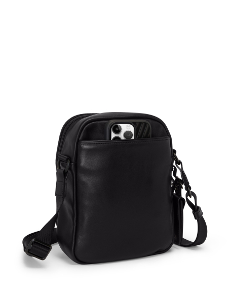 Sac bandoulière Small TUMI Alpha Black, vue arrière avec rangement téléphone