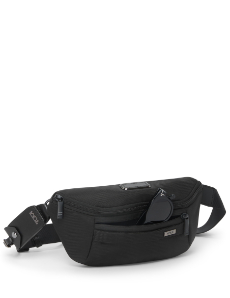 Sac sling ceinture TUMI Alpha Black, poche avant ouverte