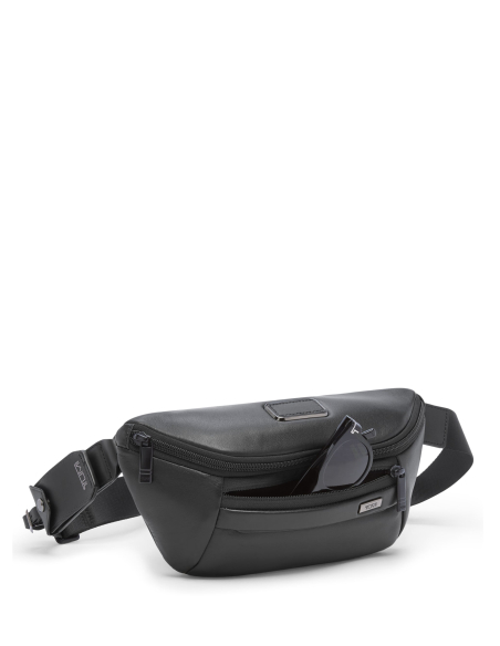 Sac sling ceinture TUMI Alpha Black, poche avant ouverte