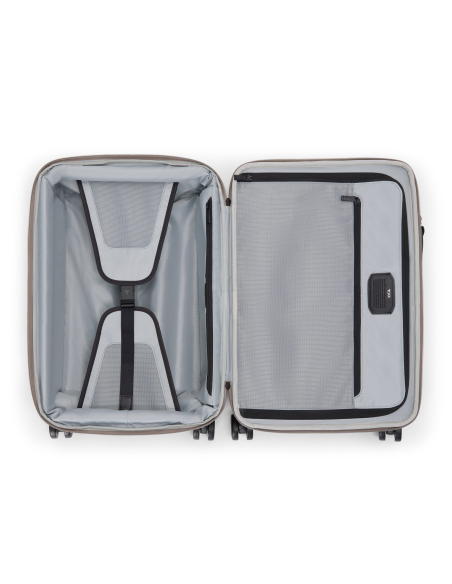 Valise cabine extensible 55cm TUMI Alpha Grey Alloy, ouverture à plat et rangements intérieurs