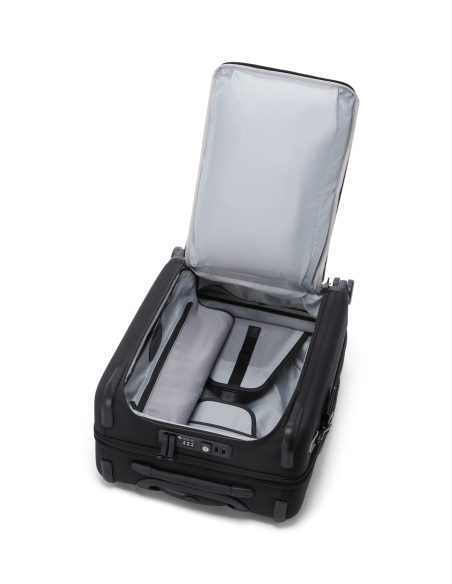 Valise cabine large extensible 55cm TUMI Alpha Black, ouverture frontale et sangles intérieures