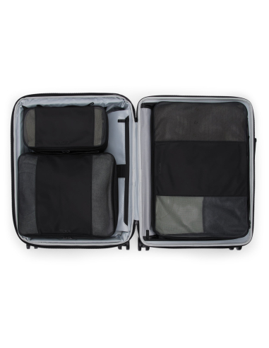 Valise cabine large extensible 55cm TUMI Alpha Black, intérieur ouvert et séparation en filet