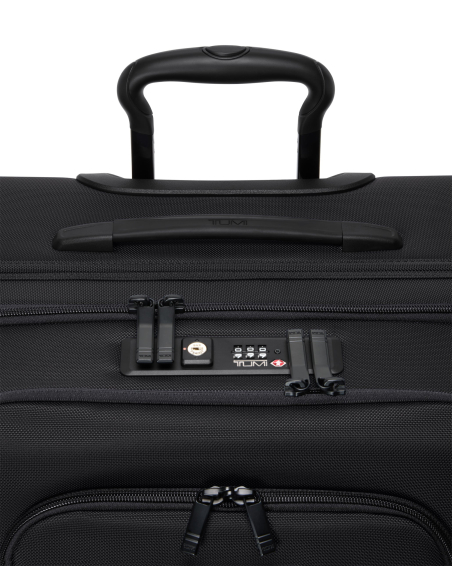 Valise soute Medium extensible 66cm TUMI Alpha Black, détail des serrures TSA et de la poignée