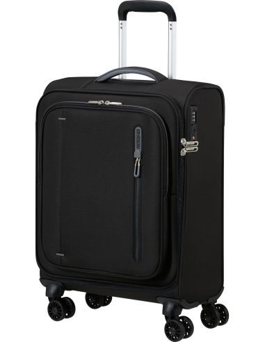 Valise cabine 55 cm 35 litres American Tourister Cloudrider Jet Black, vue de trois quarts