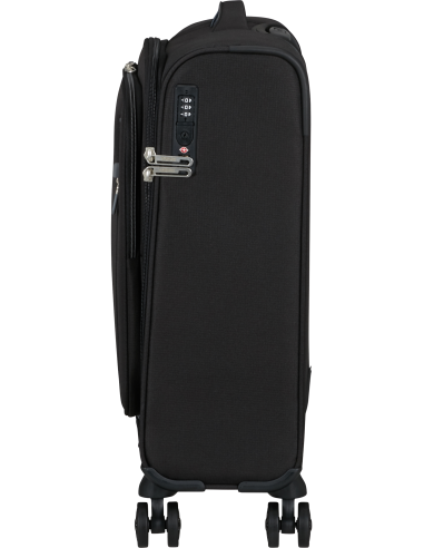 Valise cabine 55 cm 35 litres American Tourister Cloudrider Jet Black, vue de profil