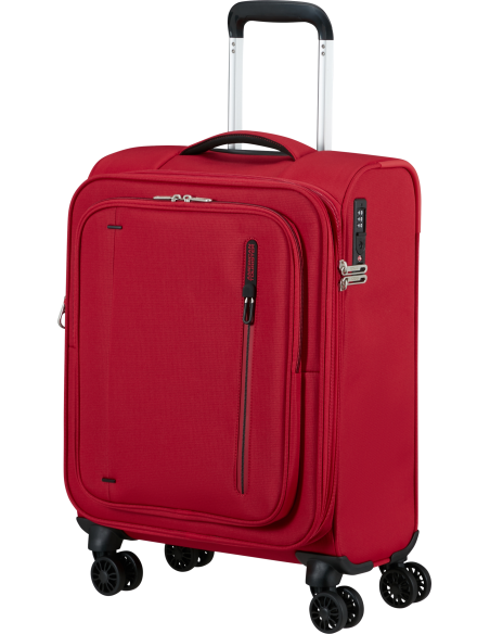Valise cabine extensible 55 cm American Tourister Cloudrider Astral Red, vue de trois quarts