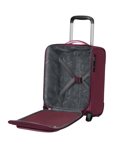 Valise sous-siège 2 roues 40 cm American Tourister Cloudrider Iced Berry, intérieur ouvert et rangements