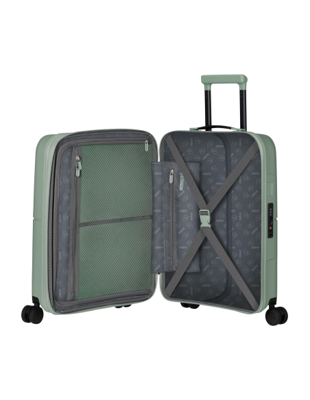 Valise cabine extensible 55 cm American Tourister DashPop Iceberg Green, intérieur ouvert et rangements
