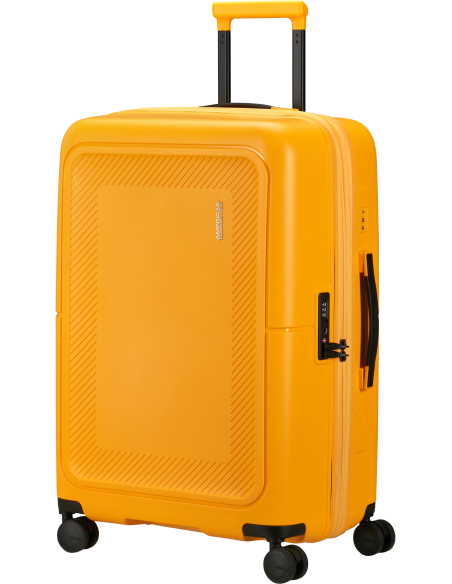 Valise soute extensible 67 cm American Tourister DashPop Jaune Or, vue de trois quarts