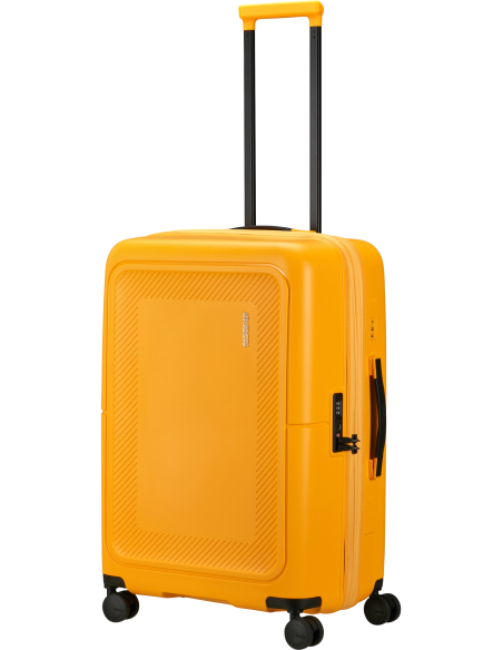 Valise soute extensible 67 cm American Tourister DashPop Jaune Or, poignée télescopique déployée