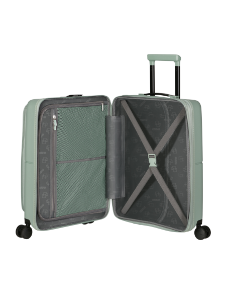 Valise cabine Easy Access 55 cm American Tourister DashPop Iceberg Green, intérieur ouvert et rangements