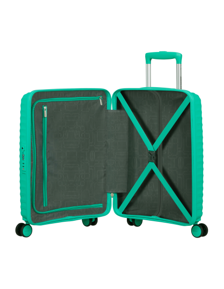 Valise cabine 55 cm American Tourister Diablast Cyber Aqua, intérieur ouvert et rangements
