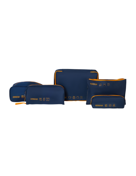 5 pochettes Packing Organisers American Tourister Navy/Orange, référence 159210-6032