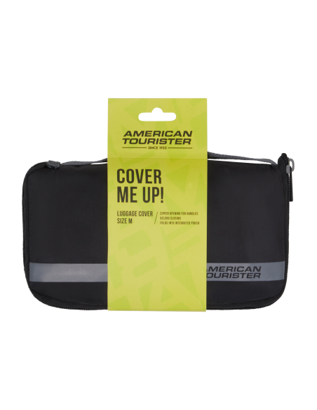 Housse valise M Luggage Cover American Tourister Noir/Gris, présentation sous emballage