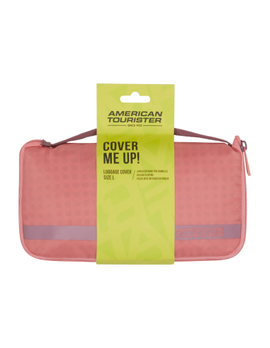 Housse valise L Luggage Cover American Tourister Pink/Mauve, présentation sous emballage