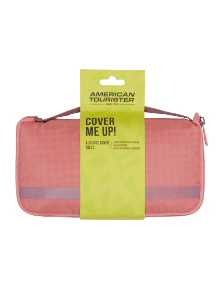 Housse valise L Luggage Cover American Tourister Pink/Mauve, présentation sous emballage