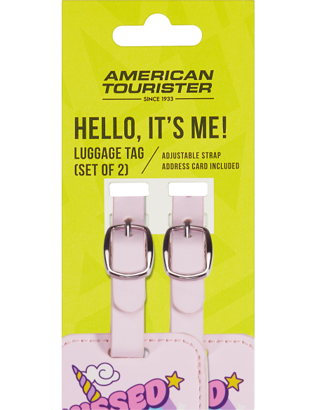 Étiquettes Graphic Tags American Tourister Kissed By A Unicorn, lot de deux sous emballage