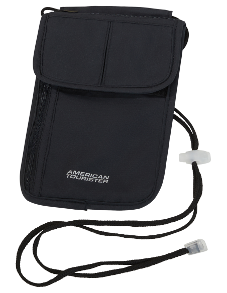 Pochette RFID Neck Pouch American Tourister Noir, vue de trois quarts