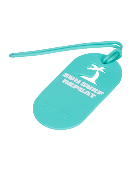 Étiquettes Fun Tags American Tourister Sun Surf Repeat, vue de trois quarts