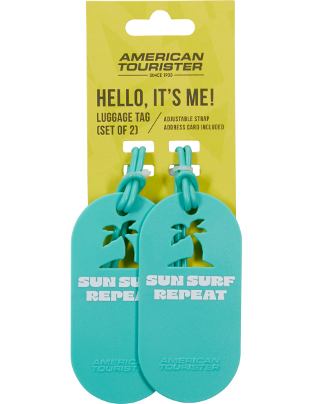 Étiquettes Fun Tags American Tourister Sun Surf Repeat, lot de deux sous emballage