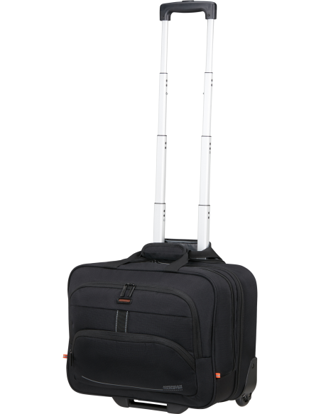 Pilot case 2 roues 15,6 pouces American Tourister At Work Nxt Noir, poignée télescopique déployée