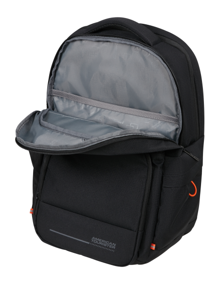 Sac à dos ordinateur 14 pouces American Tourister At Work Nxt Noir, compartiment principal ouvert