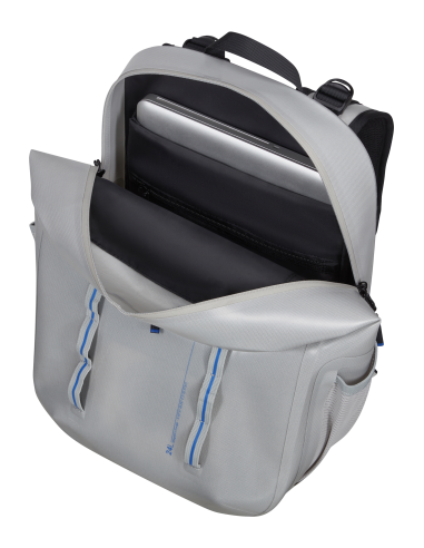 Sac à dos ordinateur 15,6 pouces American Tourister Colourdry Glacial Silver, compartiment ordinateur ouvert