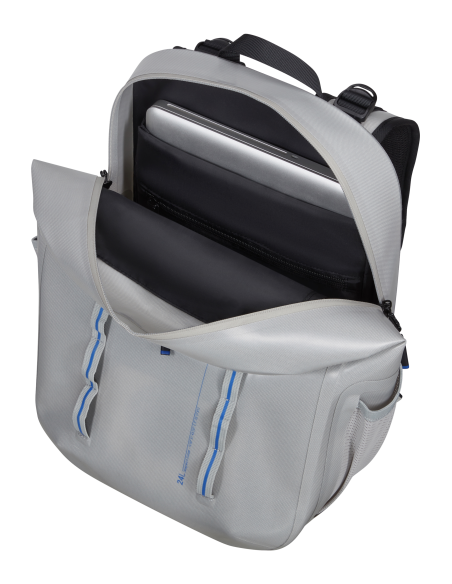 Sac à dos ordinateur 15,6 pouces American Tourister Colourdry Glacial Silver, compartiment ordinateur ouvert