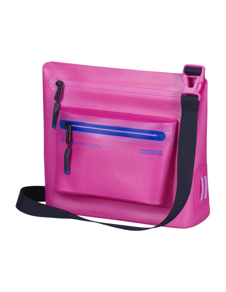 Sac épaule M American Tourister Colourdry Electric Fuchsia, vue de trois quarts