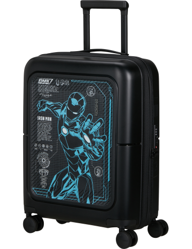 Valise cabine extensible 55 cm American Tourister Dashpop Marvel Iron Man, vue de trois quarts