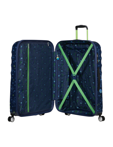 Valise soute 77 cm American Tourister Disney Wavebreaker Buzz Lightyear, intérieur ouvert et rangements