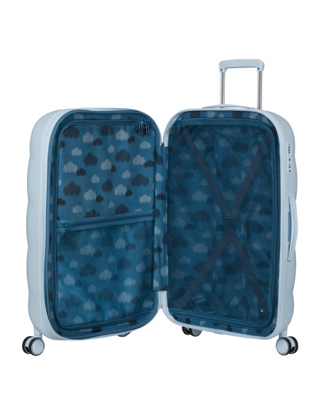 Valise soute extensible 77 cm American Tourister Dreami Blue Dream, intérieur ouvert et rangements