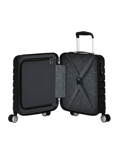Valise sous-siège 45 cm American Tourister Flashline Shadow Black, intérieur ouvert et rangements