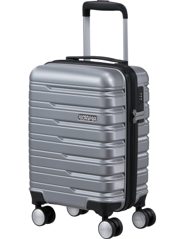 Valise sous-siège 45 cm roues amovibles American Tourister Flashline Sky Silver, vue de trois quarts