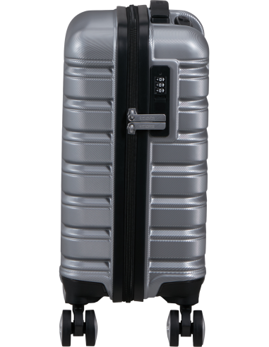 Valise sous-siège 45 cm roues amovibles American Tourister Flashline Sky Silver, vue de profil